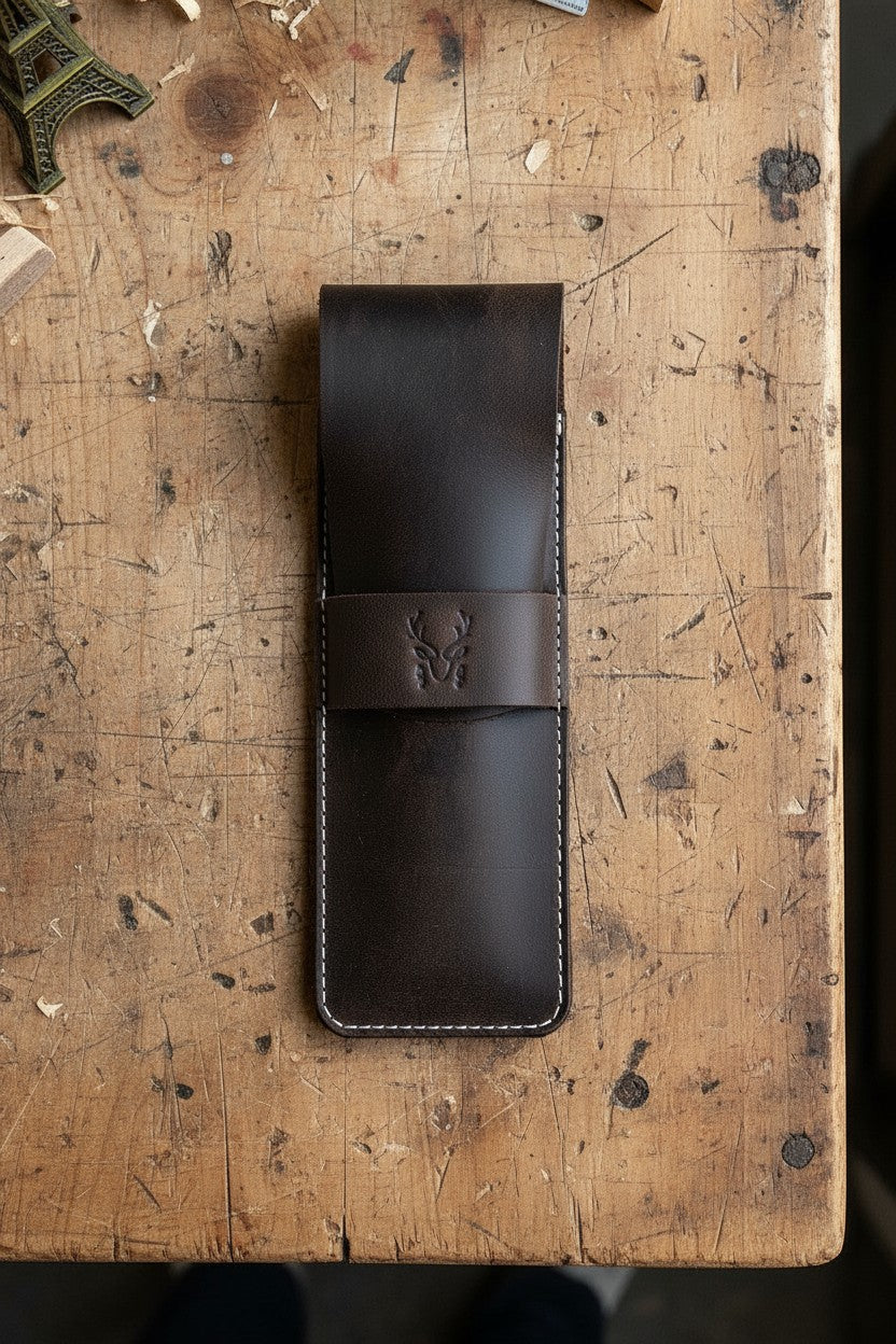 Hakiki Deri Hediye Seti – Telefon Bölmeli Uzun Cüzdan + Kalemlik + Anahtarlık