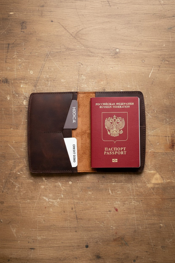 Hakiki Deri 3'lü Seyahat Seti – Mekanizmalı RFID Cüzdan + Pasaport Kılıfı + Anahtarlık