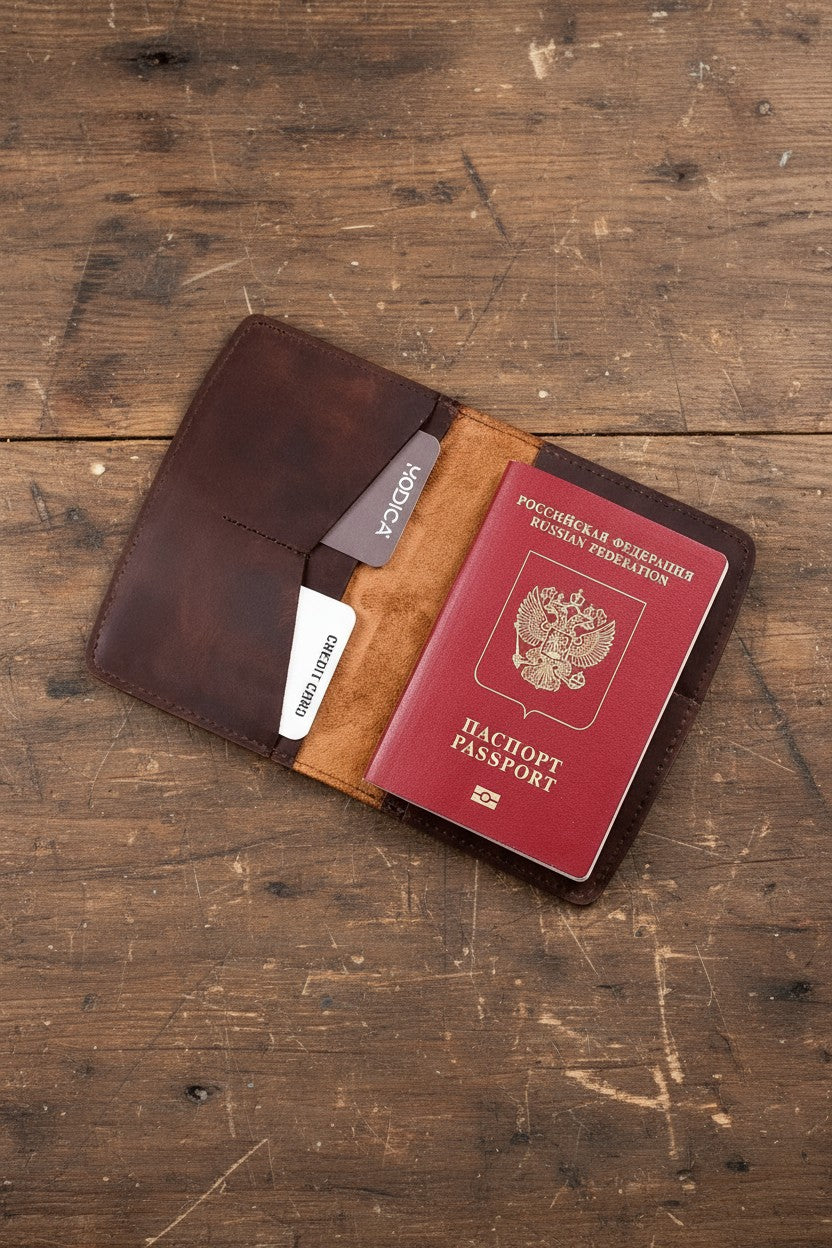 Hakiki Deri 3'lü Seyahat Seti – Mekanizmalı RFID Cüzdan + Pasaport Kılıfı + Anahtarlık