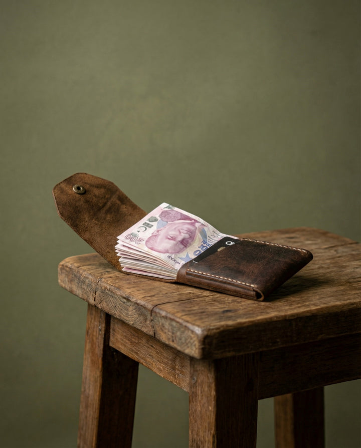  Modica Farine - Hakiki Deri El Yapımı Minimal Erkek Cüzdan – 9 Kart Bölmeli, İnce ve Şık Tasarım,