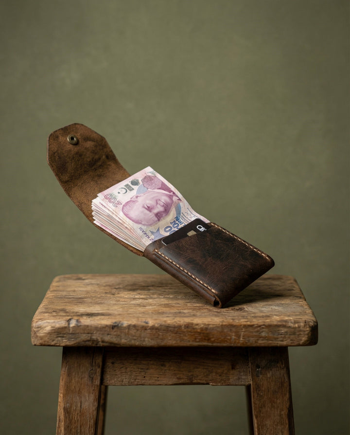  Modica Farine - Hakiki Deri El Yapımı Minimal Erkek Cüzdan – 9 Kart Bölmeli, İnce ve Şık Tasarım,