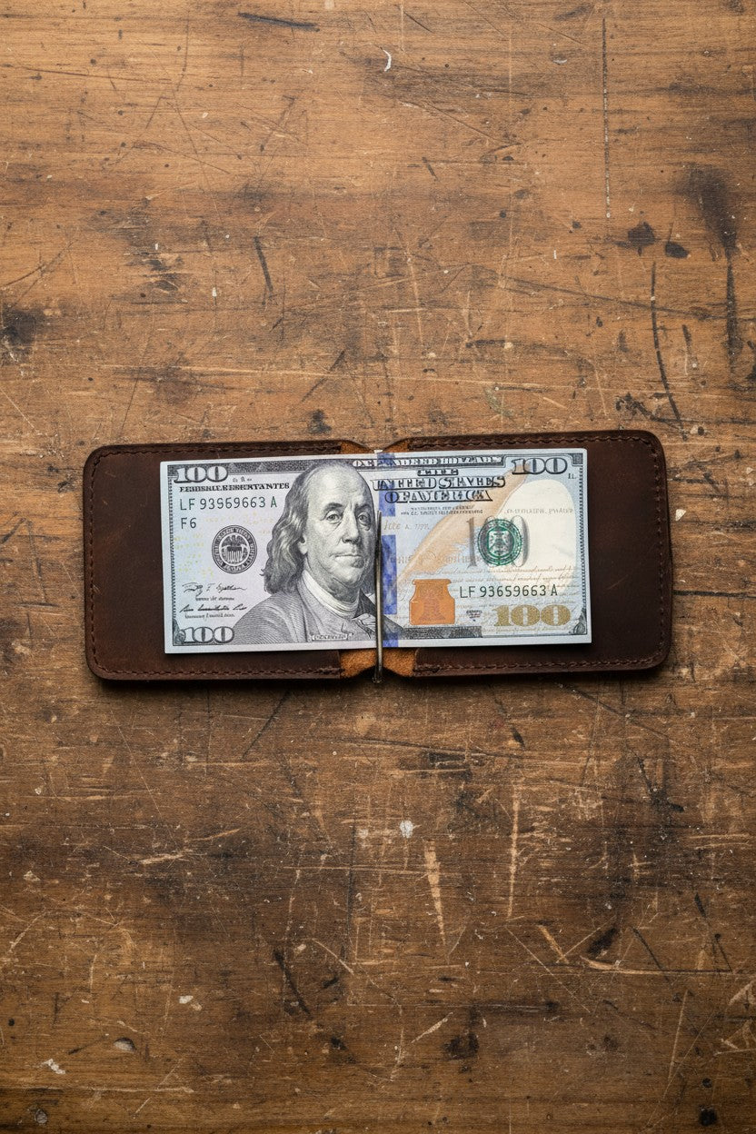 Hakiki Deri Hediye Seti – Larga Para Klipsli Cüzdan + Zey Kalemlik + Mesa Anahtarlık