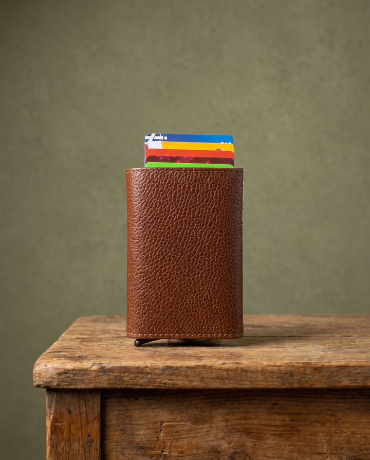 Modica Agara Mekanizmalı Rfid Korumalı Erkek Cüzdan / Akıllı Kartlık - Taba, görsel 1