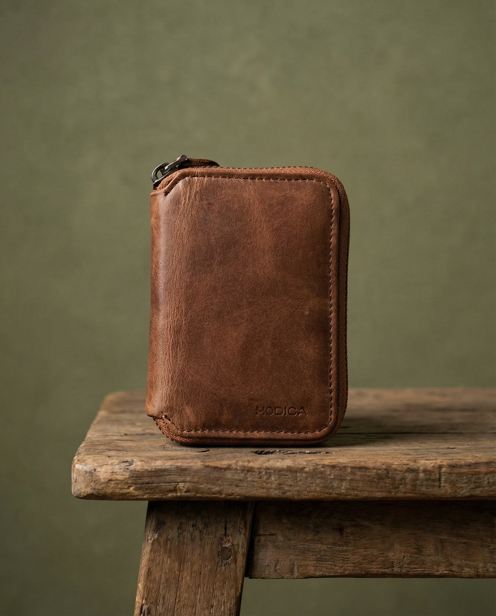 Modica Erkek Taba Cuzdan Hakiki Deri 10 Kart Bölmeli Fermuarli Para Bolmeli Cuzdan 