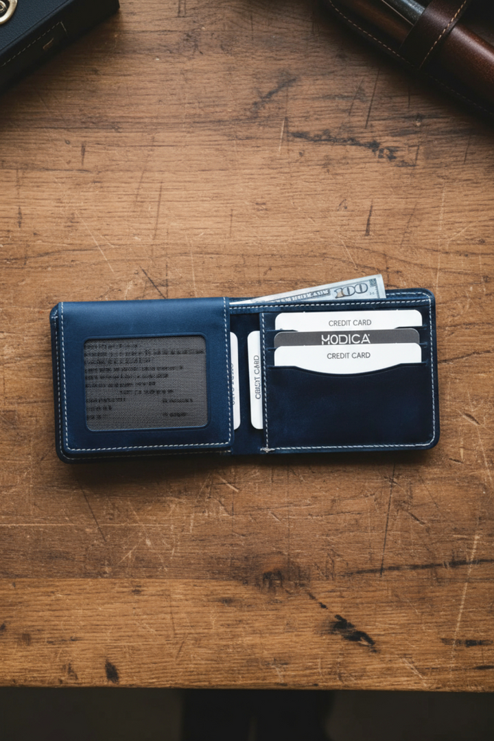 Cosmos - Hakiki Deri Kimlik Bölmeli Natürel Erkek Cüzdan