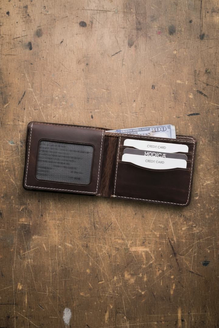 Cosmos - Hakiki Deri Kimlik Bölmeli Natürel Erkek Cüzdan