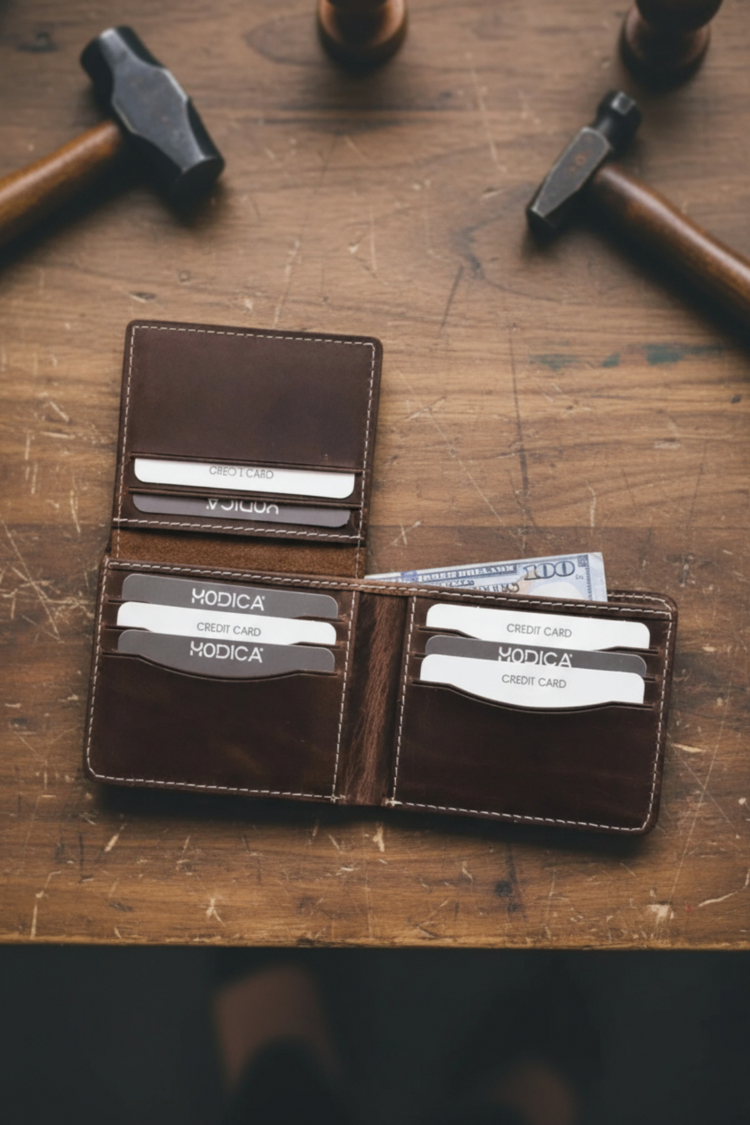 Cosmos - Hakiki Deri Kimlik Bölmeli Natürel Erkek Cüzdan