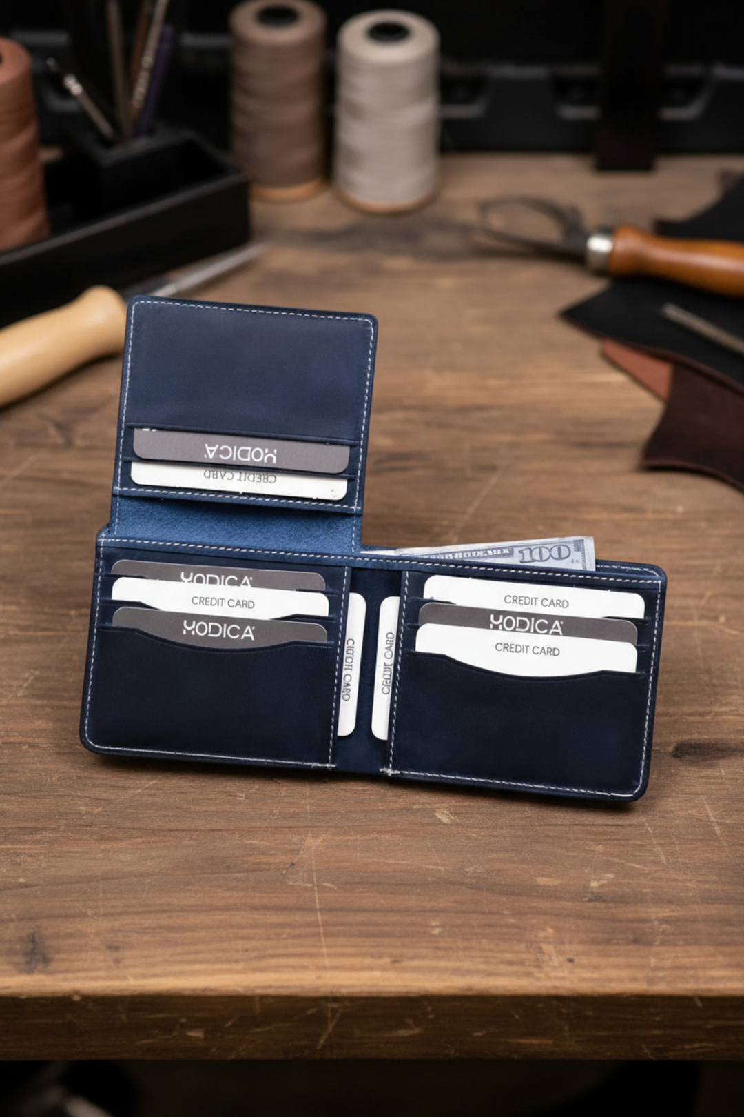 Cosmos - Hakiki Deri Kimlik Bölmeli Natürel Erkek Cüzdan