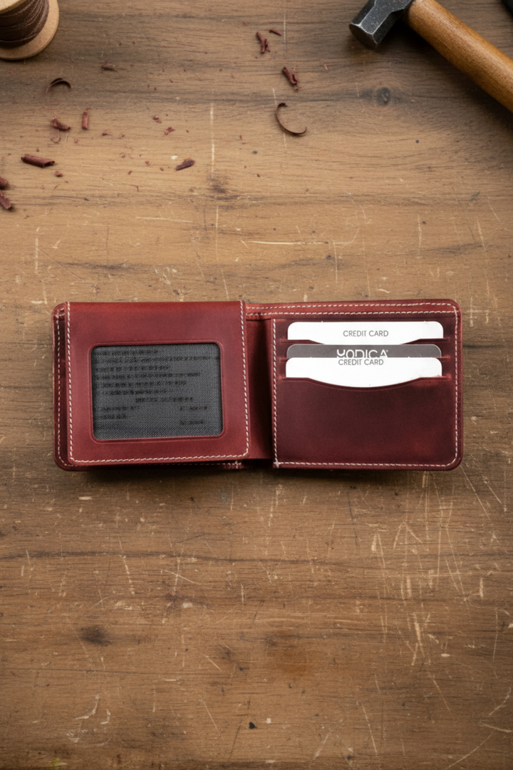 Cosmos - Hakiki Deri Kimlik Bölmeli Natürel Erkek Cüzdan