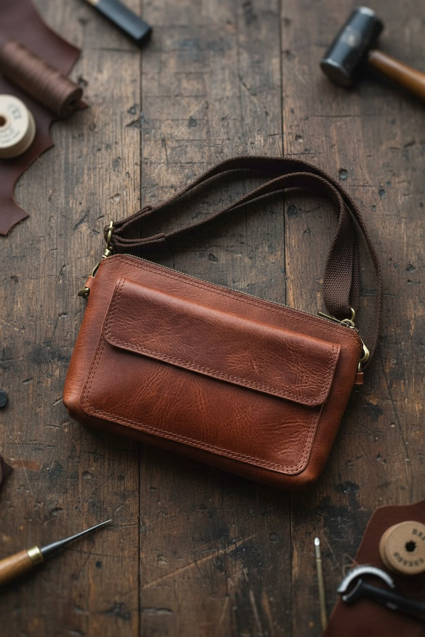 Hakiki Deri Hediye Seti – El/Omuz Çantası + Kartlık + Anahtarlık