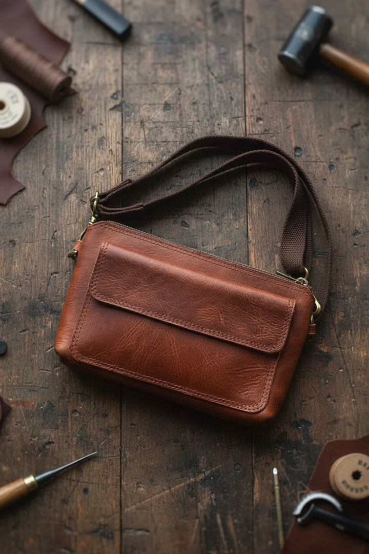 Hakiki Deri Hediye Seti – El/Omuz Çantası + Kartlık + Anahtarlık