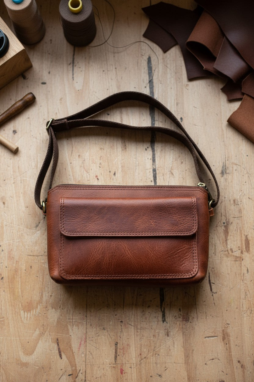 Hakiki Deri Hediye Seti – El/Omuz Çantası + Kartlık + Anahtarlık