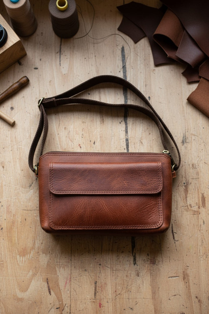 Hakiki Deri Hediye Seti – El/Omuz Çantası + Kartlık + Anahtarlık