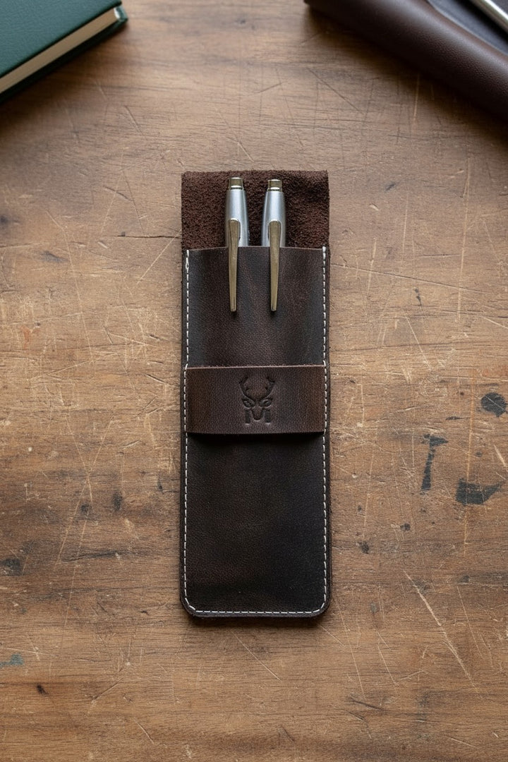 Hakiki Deri 3'lü Kartlık Seti – Kartlık + Kalemlik + Anahtarlık - Özel Hediye Kutulu