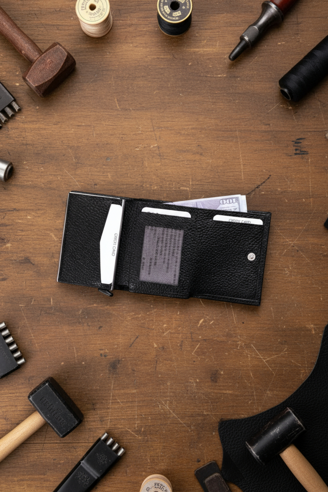 Modica Pescol - Hakiki Deri RFID Korumalı Otomatik Mekanizmalı Akıllı Kartlık/Cüzdan (Premium)