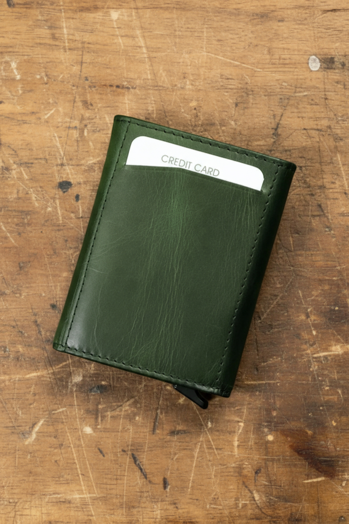 Modica Pescol - Hakiki Deri RFID Korumalı Otomatik Mekanizmalı Akıllı Kartlık/Cüzdan (Premium)