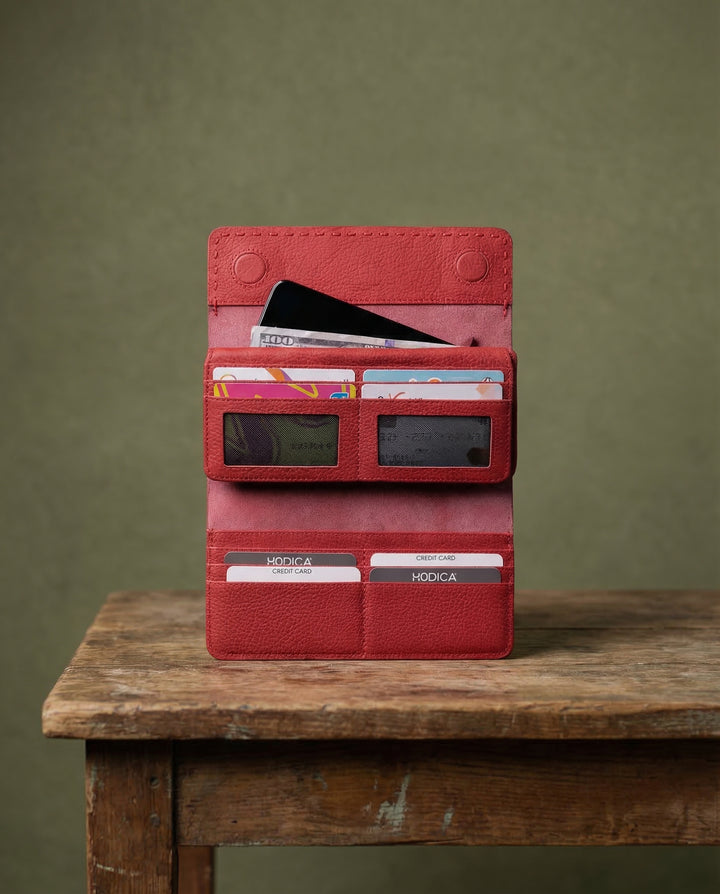 Tampa - Hakiki Deri Mıknatıslı Telefon Bölmeli Kadın Cüzdan - Modica Deri