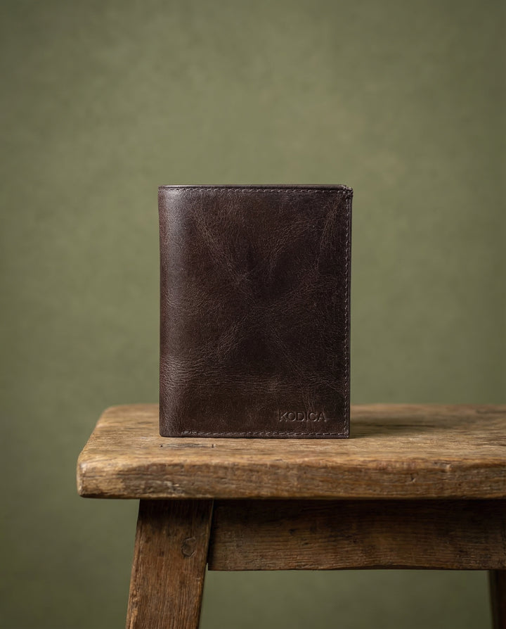 Eretna - Hakiki Deri Bozuk Para Bölmeli Erkek Cüzdan - Gri - Modica Deri