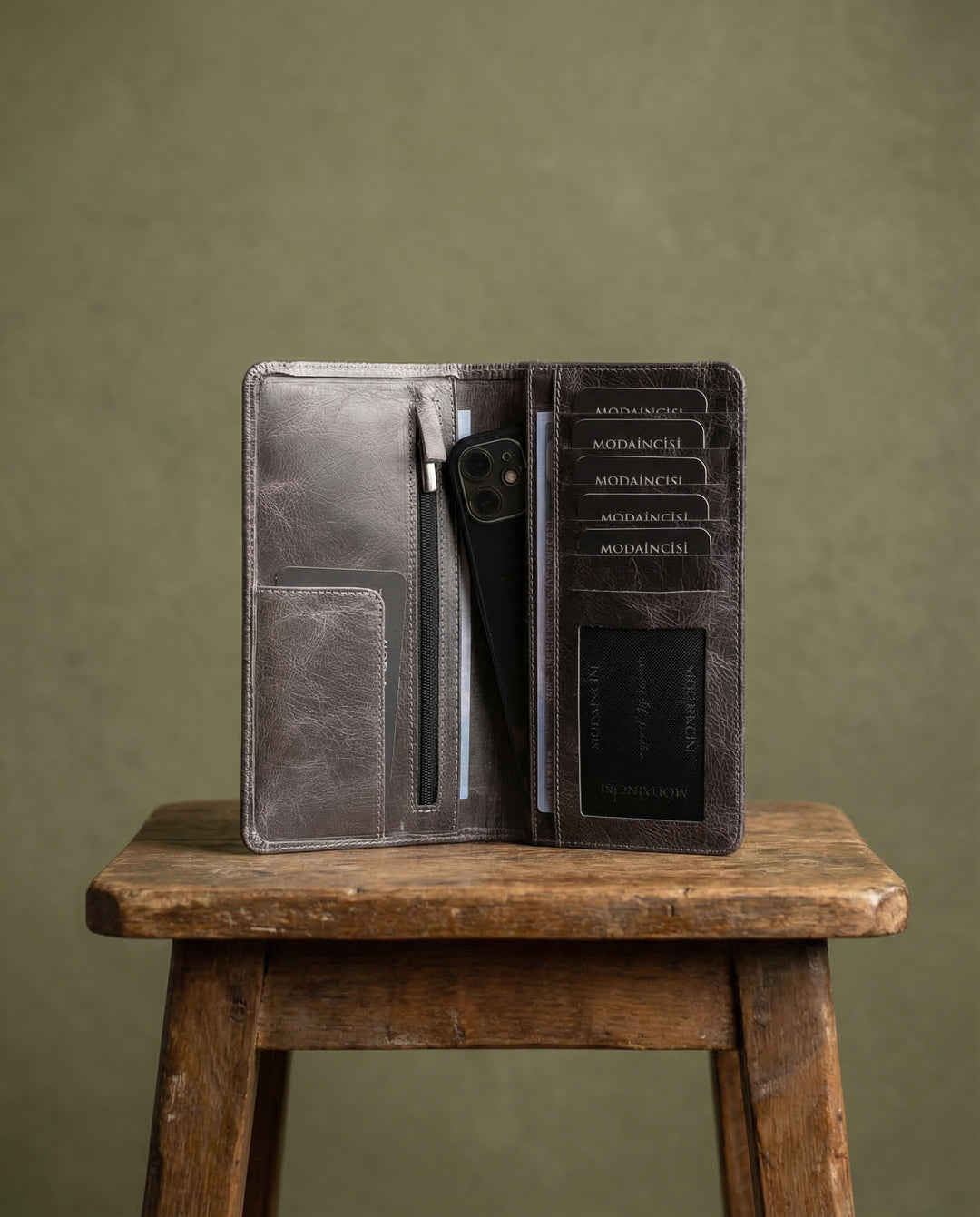 Boston - Hakiki Deri Telefon Bölmeli Cüzdan + Kartlık