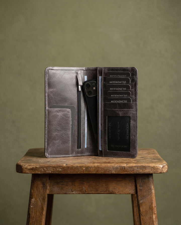 Boston - Hakiki Deri Telefon Bölmeli Cüzdan + Kartlık