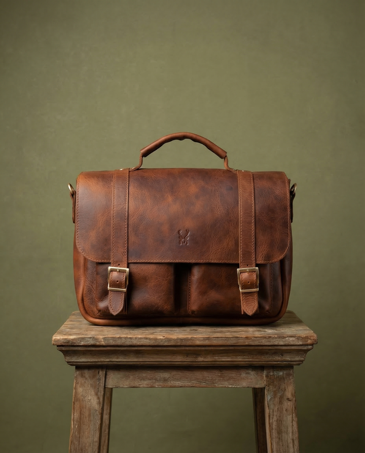 Toscana Hakiki Deri Postacı ve Evrak Çantası – Zanaatkârlığın Zamansız Yorumuyla Tanışın - Kahverengi - Modica Deri