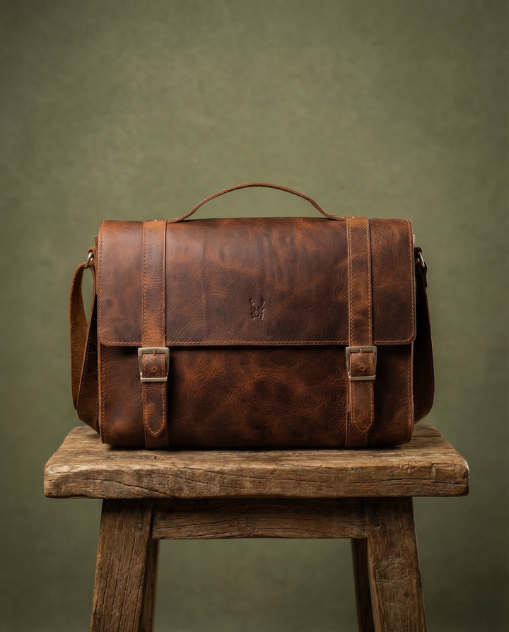 Toronto - Hakiki Deri Postacı ve Evrak Çantası - Kahverengi - Modica Deri