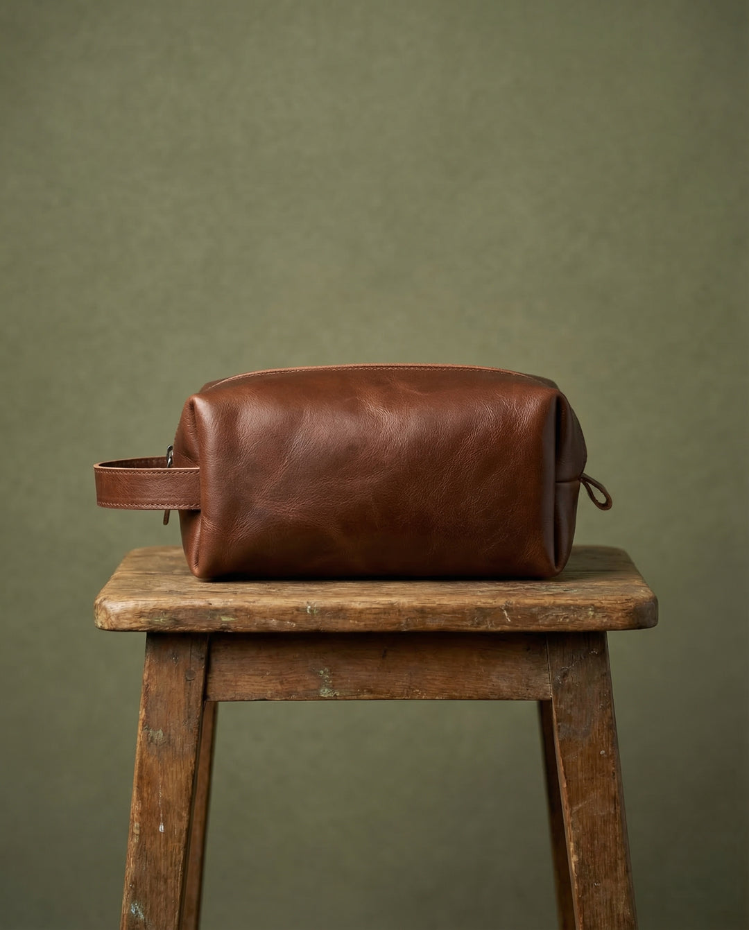 Partenon - Gerçek Deri Fermuarlı El Çantası - Tıraş Takımı Çantası - Seyahat Makyaj Çantası - Modica Deri