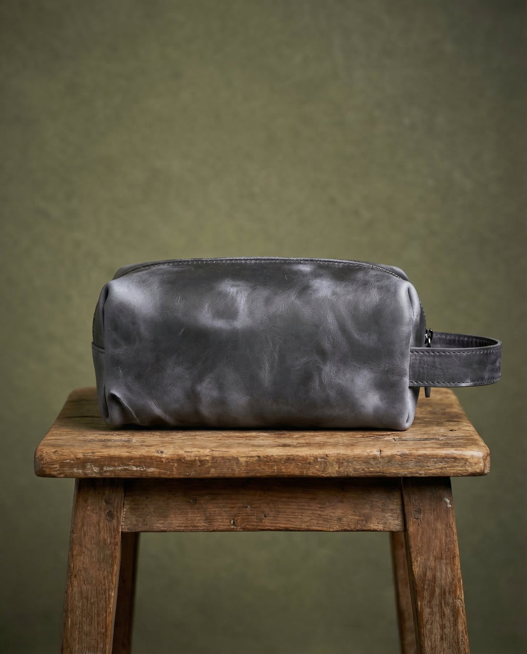 Partenon - Gerçek Deri Fermuarlı El Çantası - Tıraş Takımı Çantası - Seyahat Makyaj Çantası - Modica Deri