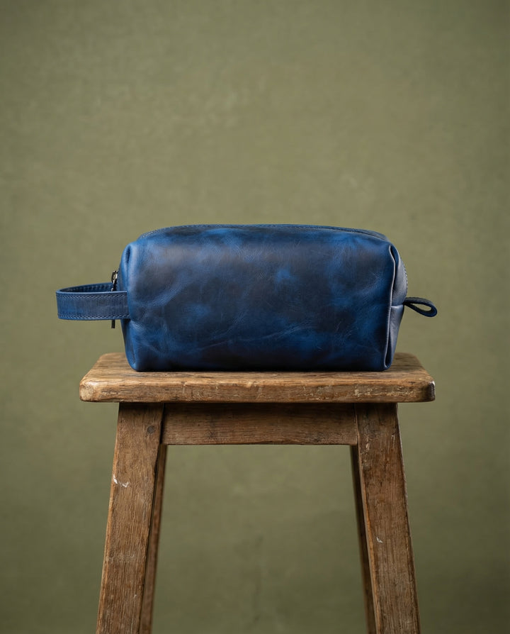 Partenon - Gerçek Deri Fermuarlı El Çantası - Tıraş Takımı Çantası - Seyahat Makyaj Çantası - Modica Deri