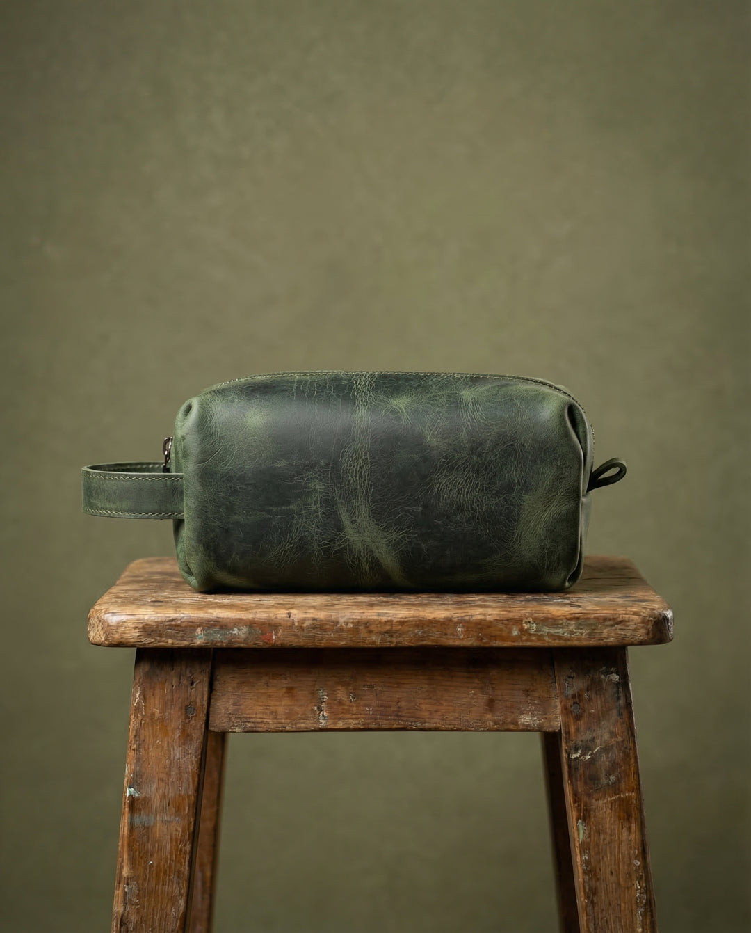 Partenon - Gerçek Deri Fermuarlı El Çantası - Tıraş Takımı Çantası - Seyahat Makyaj Çantası