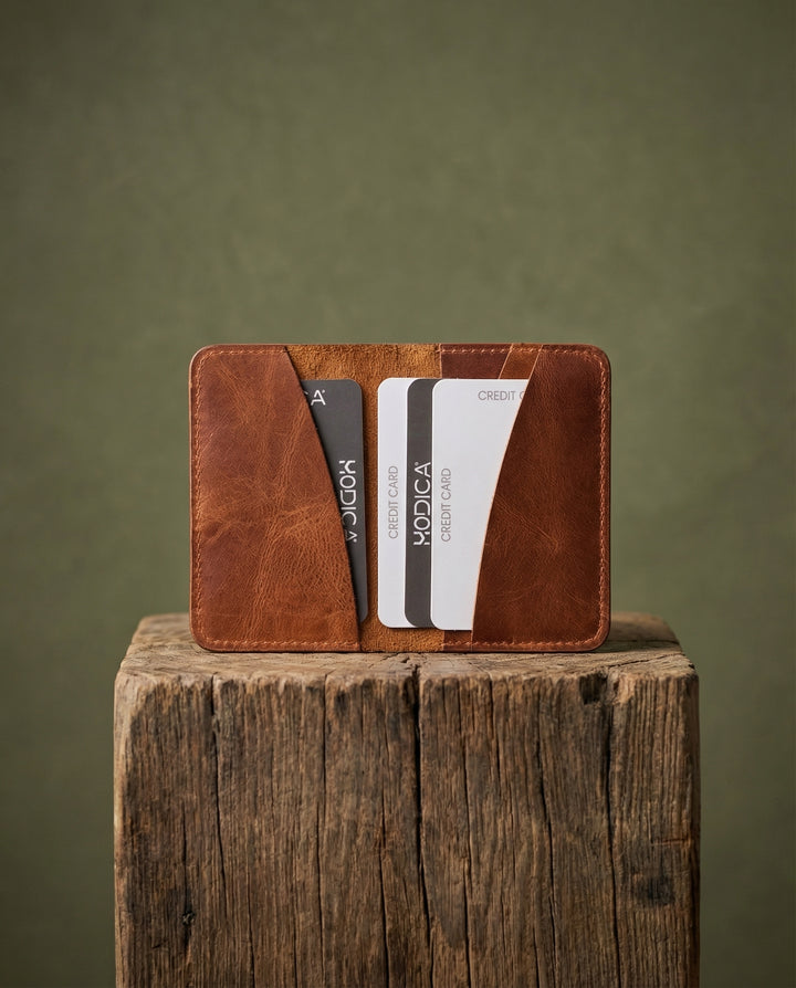 Sovana - Hakiki Deri Naturel Slim Kartlık - Modica Deri