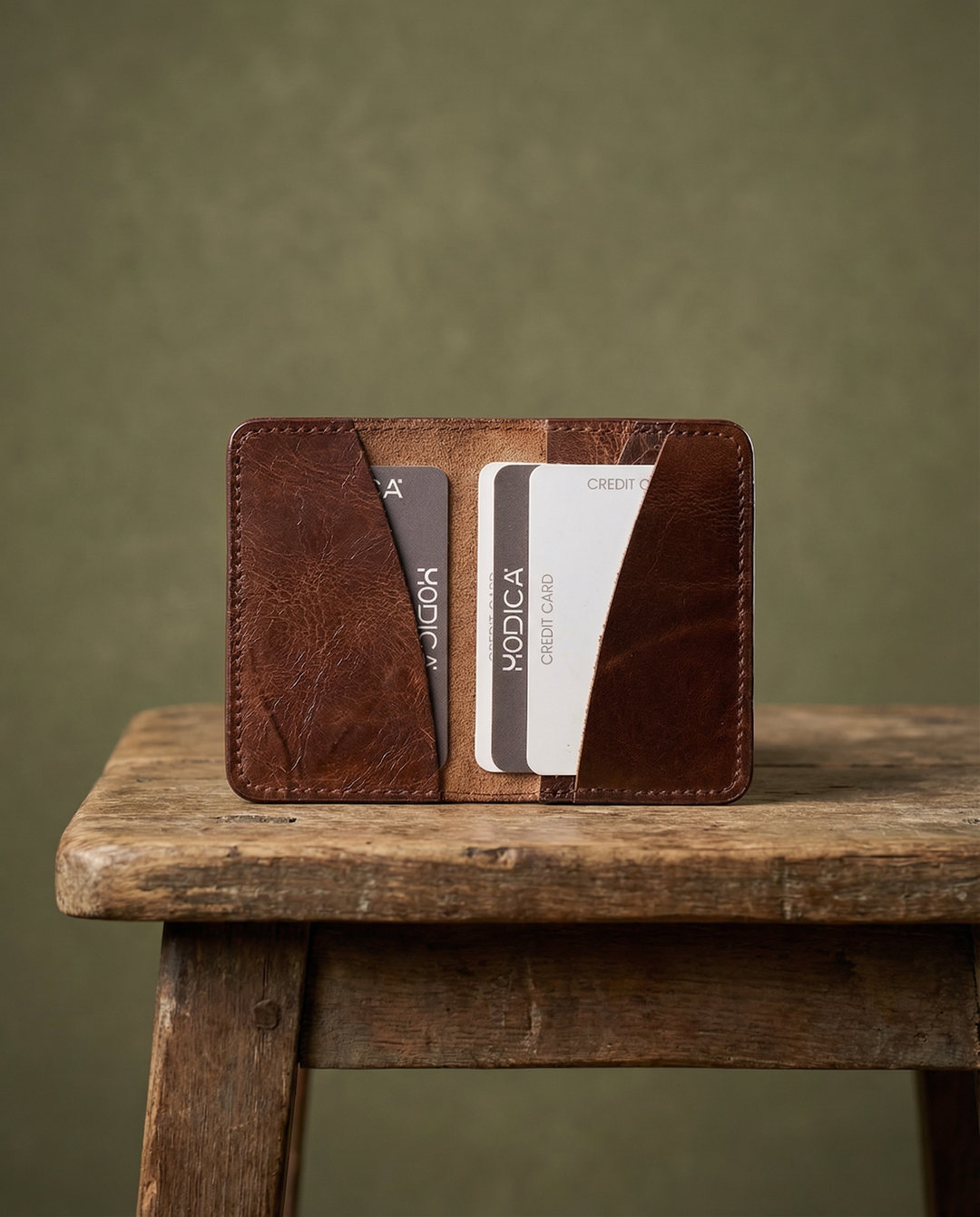 Sovana - Hakiki Deri Naturel Slim Kartlık - Modica Deri