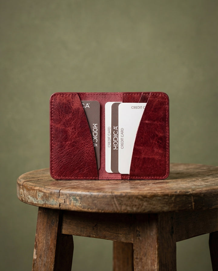 Sovana - Hakiki Deri Naturel Slim Kartlık - Modica Deri