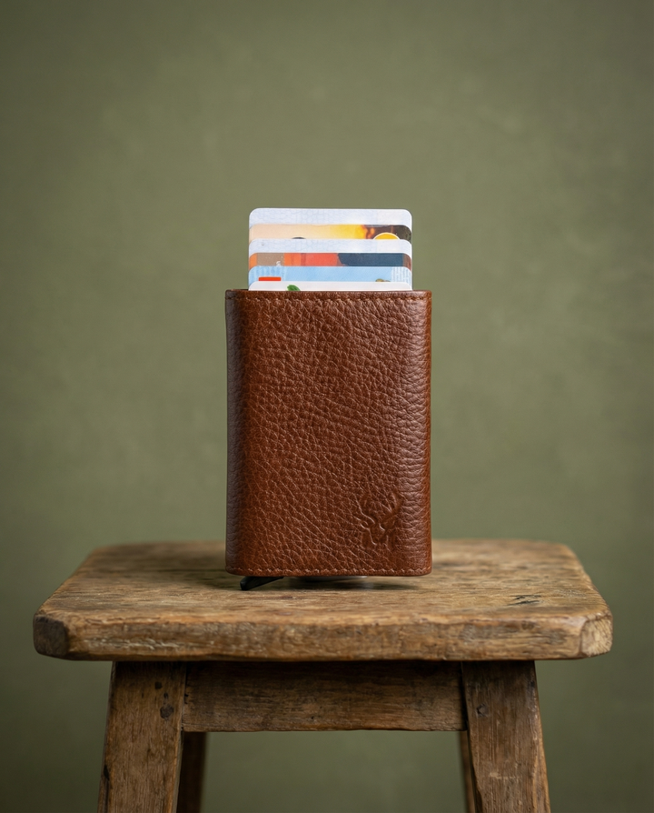 Papola - Hakiki Deri Otomatik Mekanizmalı Rfid Akıllı Kartlık &amp; Cüzdan