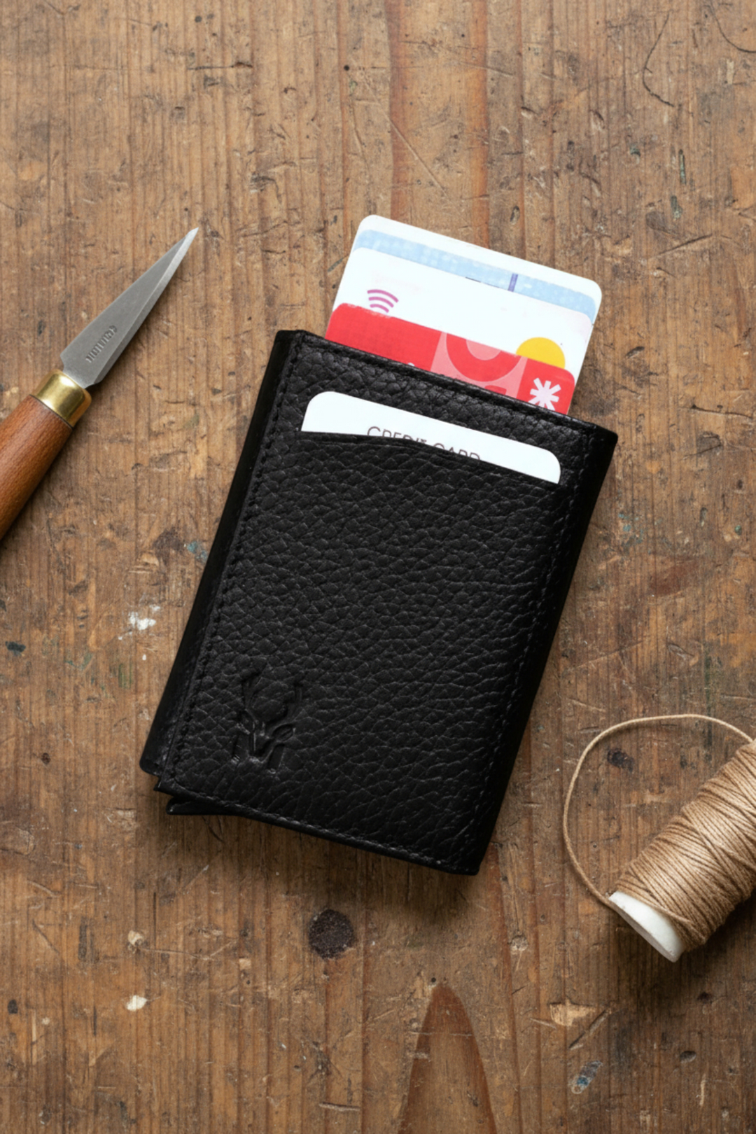 Modica Pescol - Hakiki Deri RFID Korumalı Otomatik Mekanizmalı Akıllı Kartlık/Cüzdan (Premium)