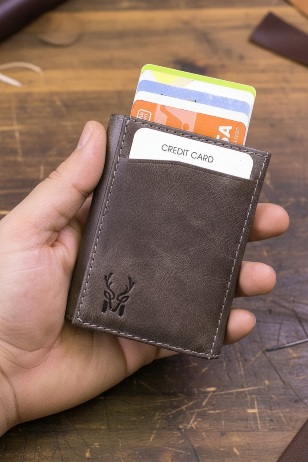 Modica Pescol - Hakiki Deri RFID Korumalı Otomatik Mekanizmalı Akıllı Kartlık/Cüzdan (Premium)