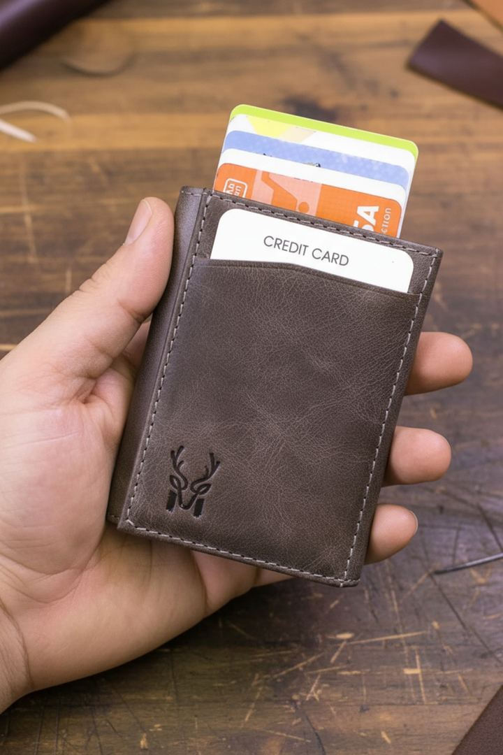 Modica Pescol - Hakiki Deri RFID Korumalı Otomatik Mekanizmalı Akıllı Kartlık/Cüzdan (Premium)