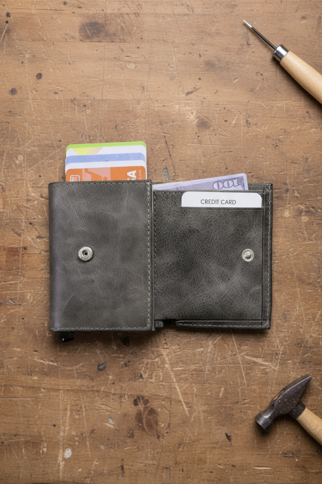 Modica Pescol - Hakiki Deri RFID Korumalı Otomatik Mekanizmalı Akıllı Kartlık/Cüzdan (Premium)