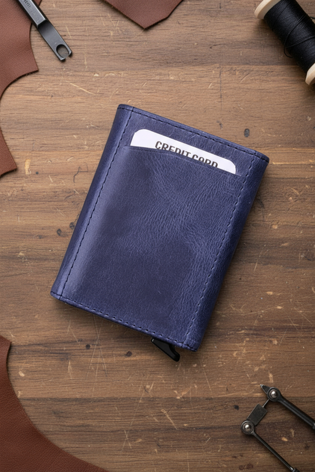 Modica Pescol - Hakiki Deri RFID Korumalı Otomatik Mekanizmalı Akıllı Kartlık/Cüzdan (Premium)