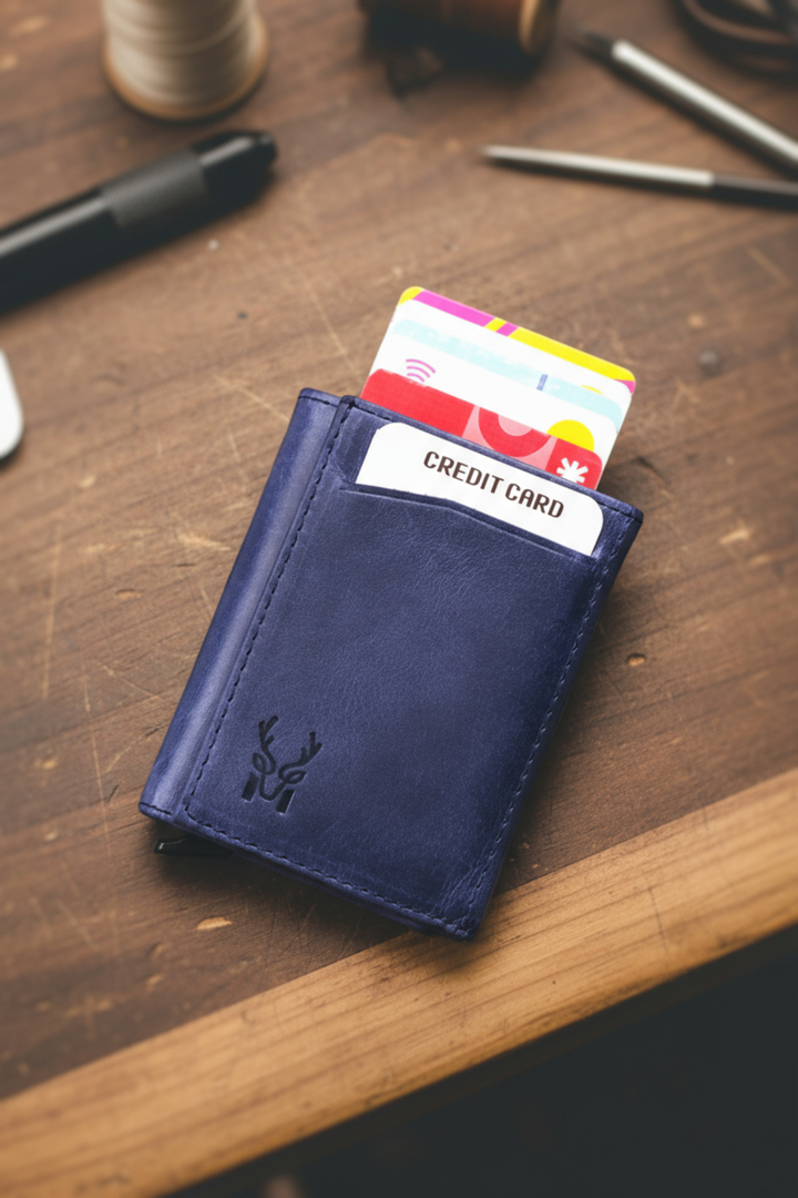 Modica Pescol - Hakiki Deri RFID Korumalı Otomatik Mekanizmalı Akıllı Kartlık/Cüzdan (Premium)