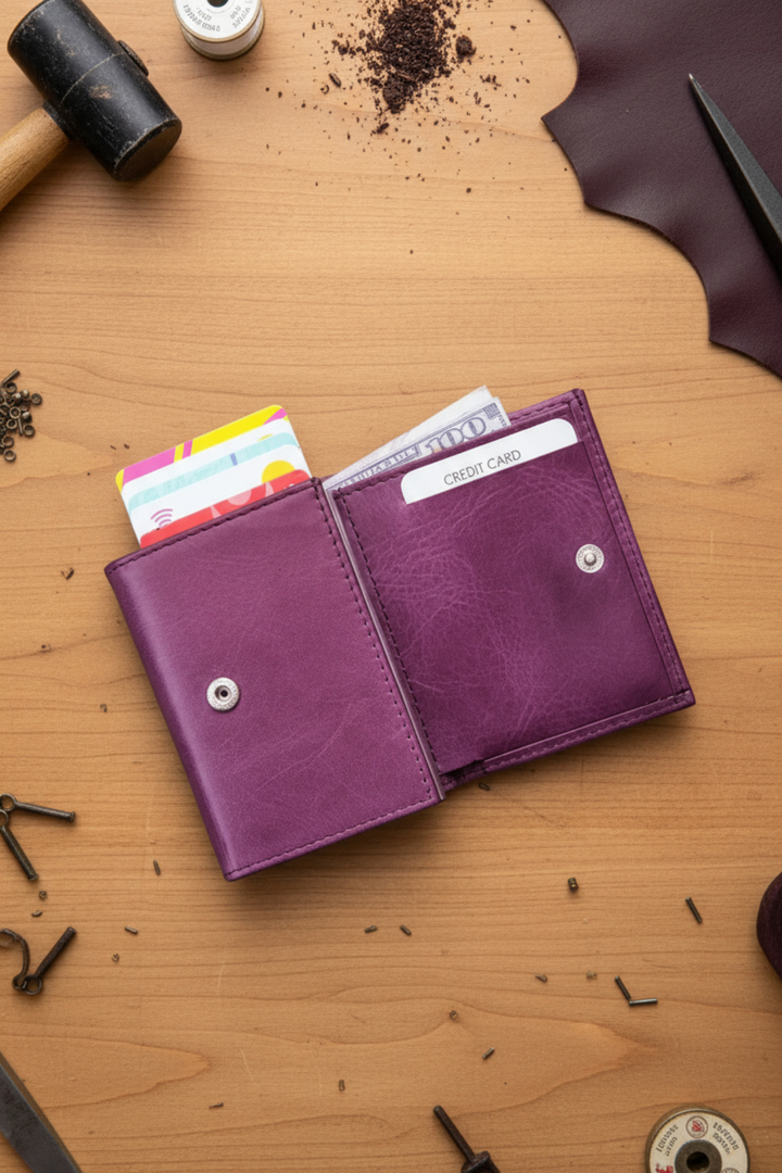 Modica Pescol - Hakiki Deri RFID Korumalı Otomatik Mekanizmalı Akıllı Kartlık/Cüzdan (Premium)