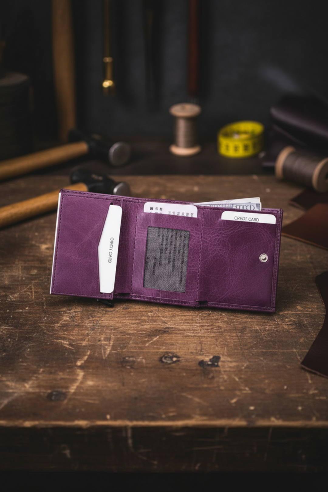 Modica Pescol - Hakiki Deri RFID Korumalı Otomatik Mekanizmalı Akıllı Kartlık/Cüzdan (Premium)