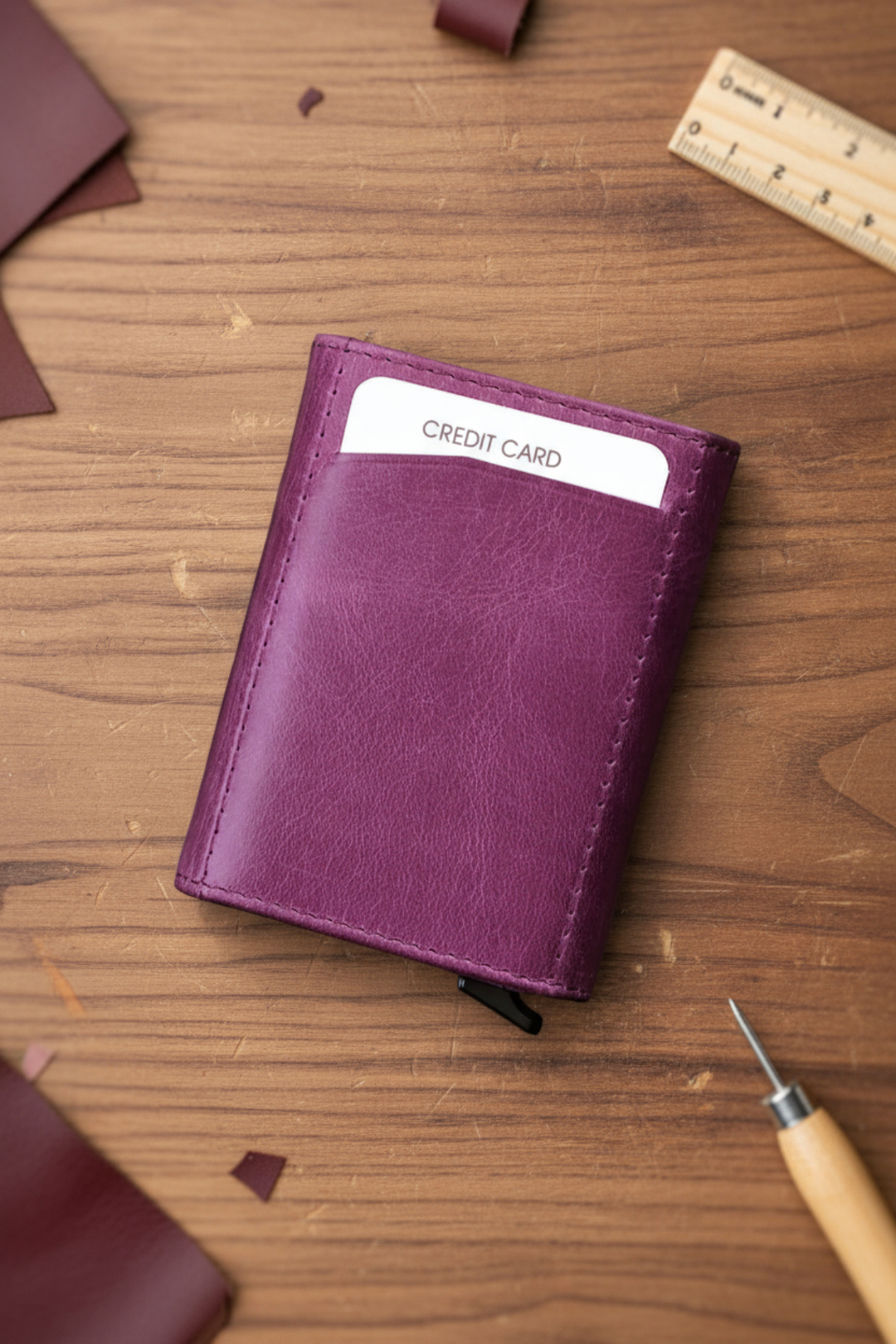 Modica Pescol - Hakiki Deri RFID Korumalı Otomatik Mekanizmalı Akıllı Kartlık/Cüzdan (Premium)