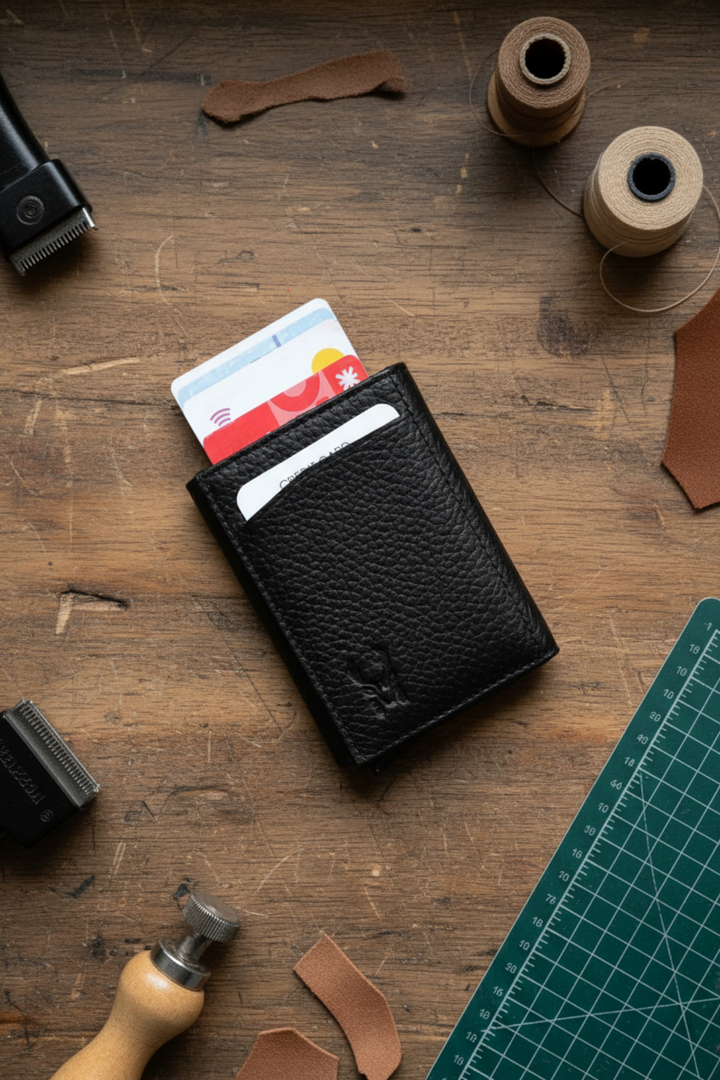 Modica Pescol - Hakiki Deri RFID Korumalı Otomatik Mekanizmalı Akıllı Kartlık/Cüzdan (Premium)