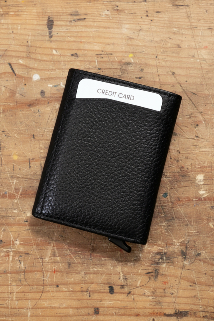 Modica Pescol - Hakiki Deri RFID Korumalı Otomatik Mekanizmalı Akıllı Kartlık/Cüzdan (Premium)