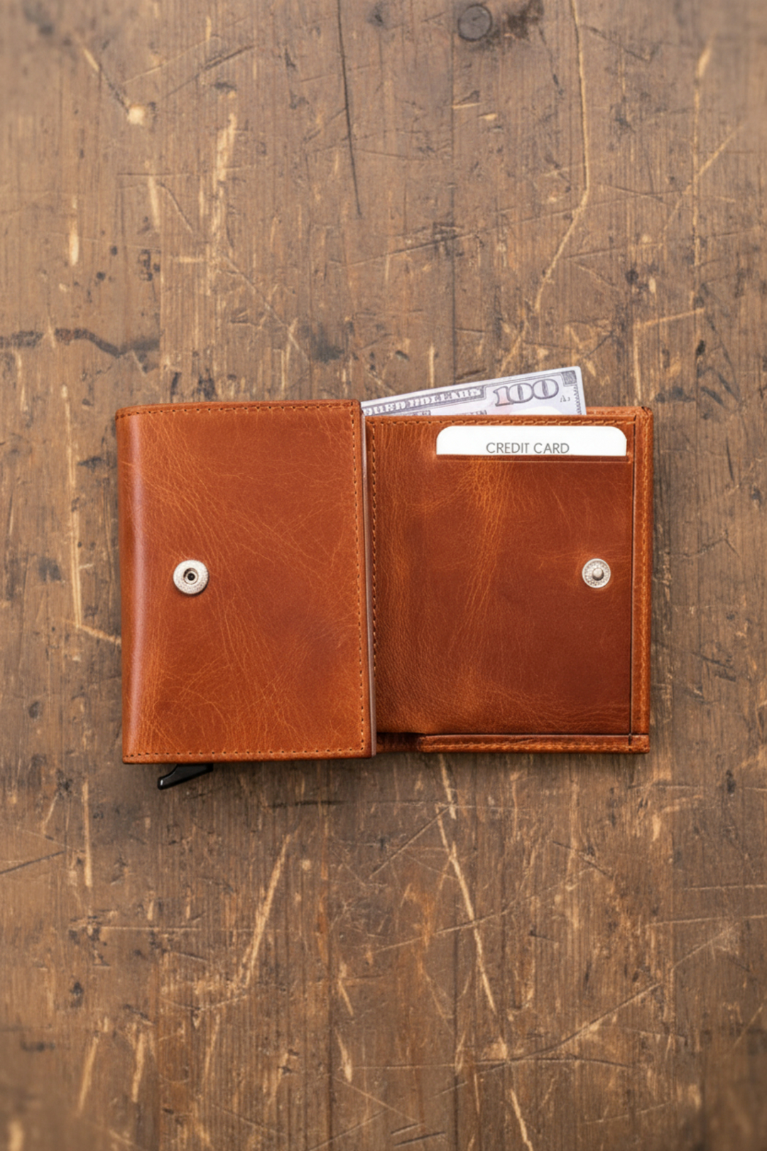 Modica Pescol - Hakiki Deri RFID Korumalı Otomatik Mekanizmalı Akıllı Kartlık/Cüzdan (Premium)