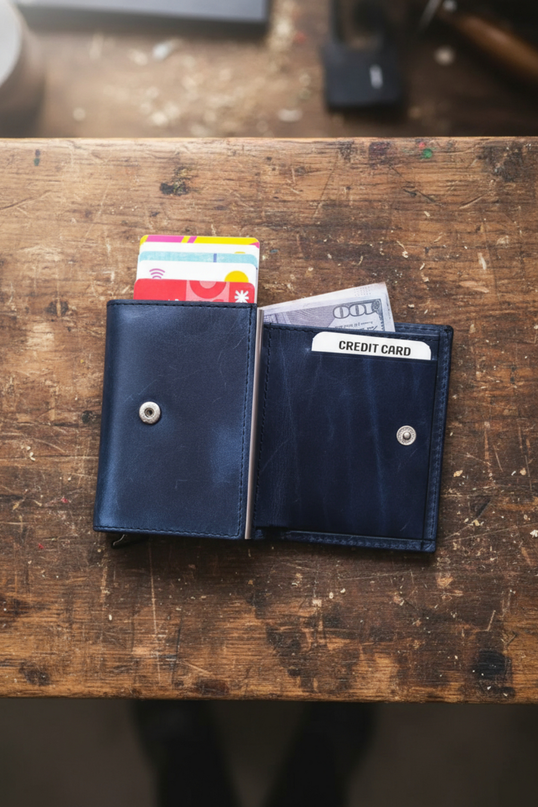 Modica Pescol - Hakiki Deri RFID Korumalı Otomatik Mekanizmalı Akıllı Kartlık/Cüzdan (Premium)