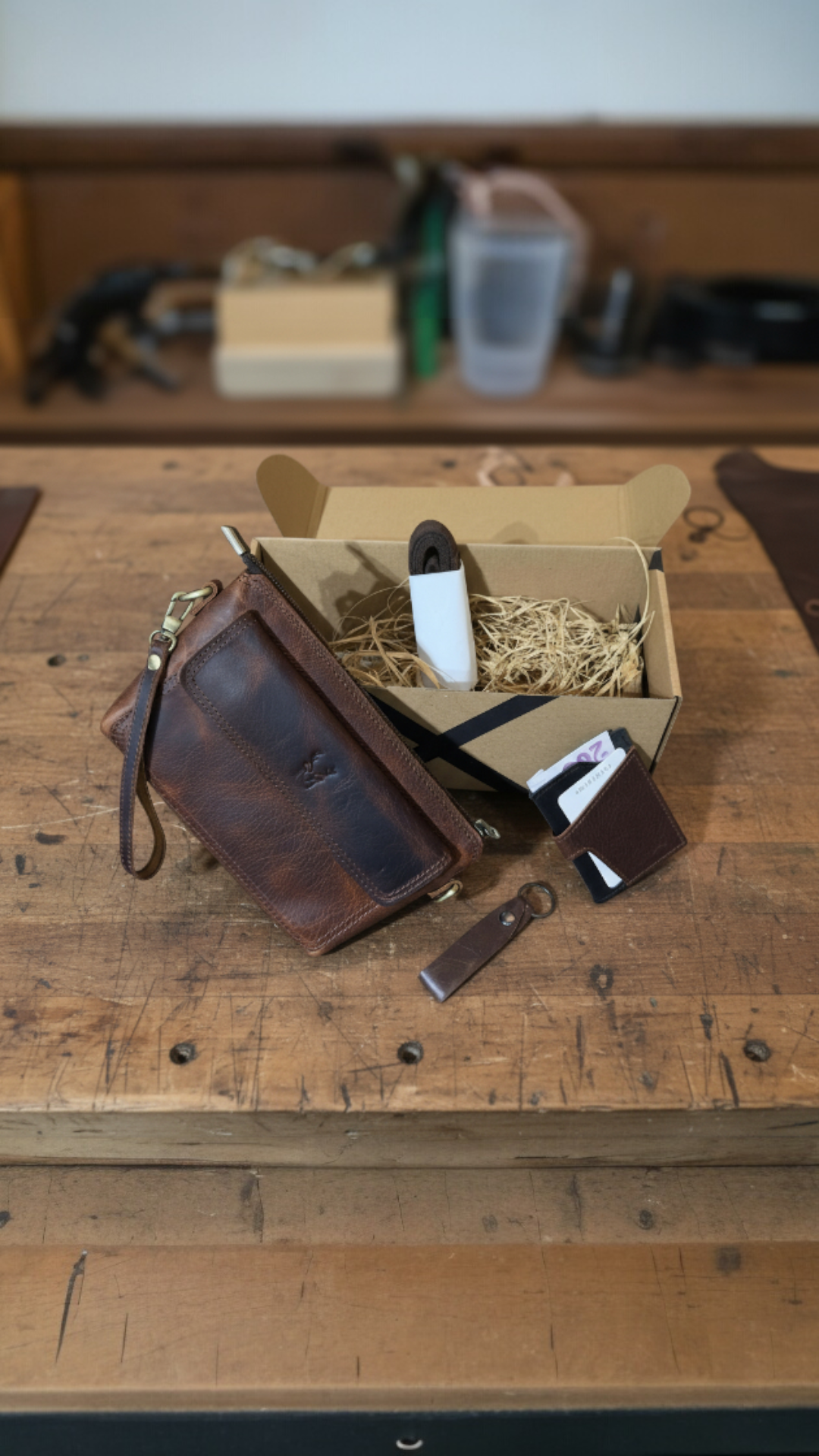 Hakiki Deri Hediye Seti – El/Omuz Çantası + Kartlık + Anahtarlık