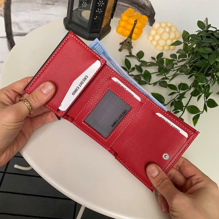 Modica Laura Teknolojik Vegan Deri RFID Korumalı Otomatik Pop-Up Mekanizmalı Modern İnce Tasarım - Taba, görsel 16